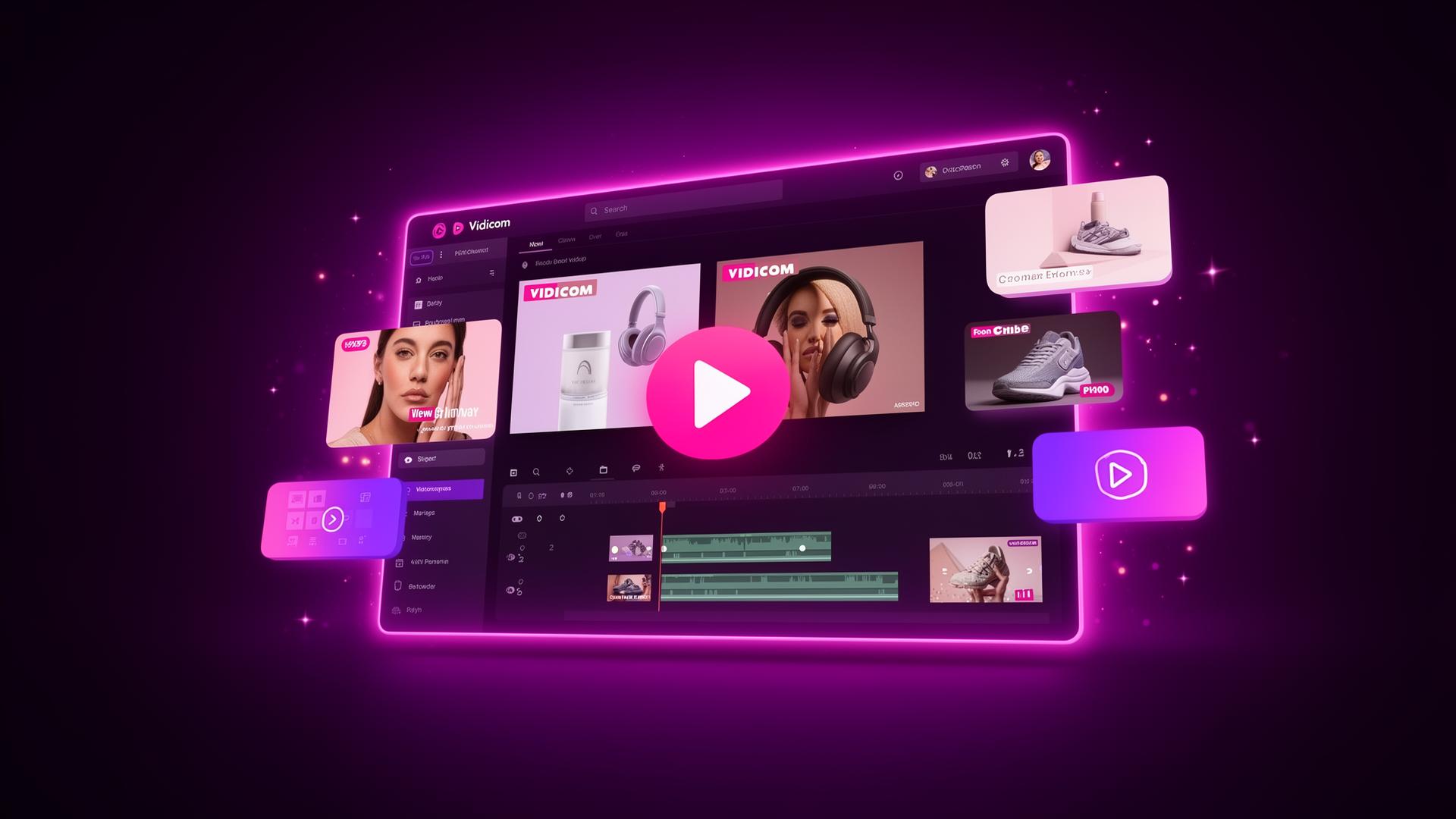 Vidicom dashboard rendering a product video from a pasted URL